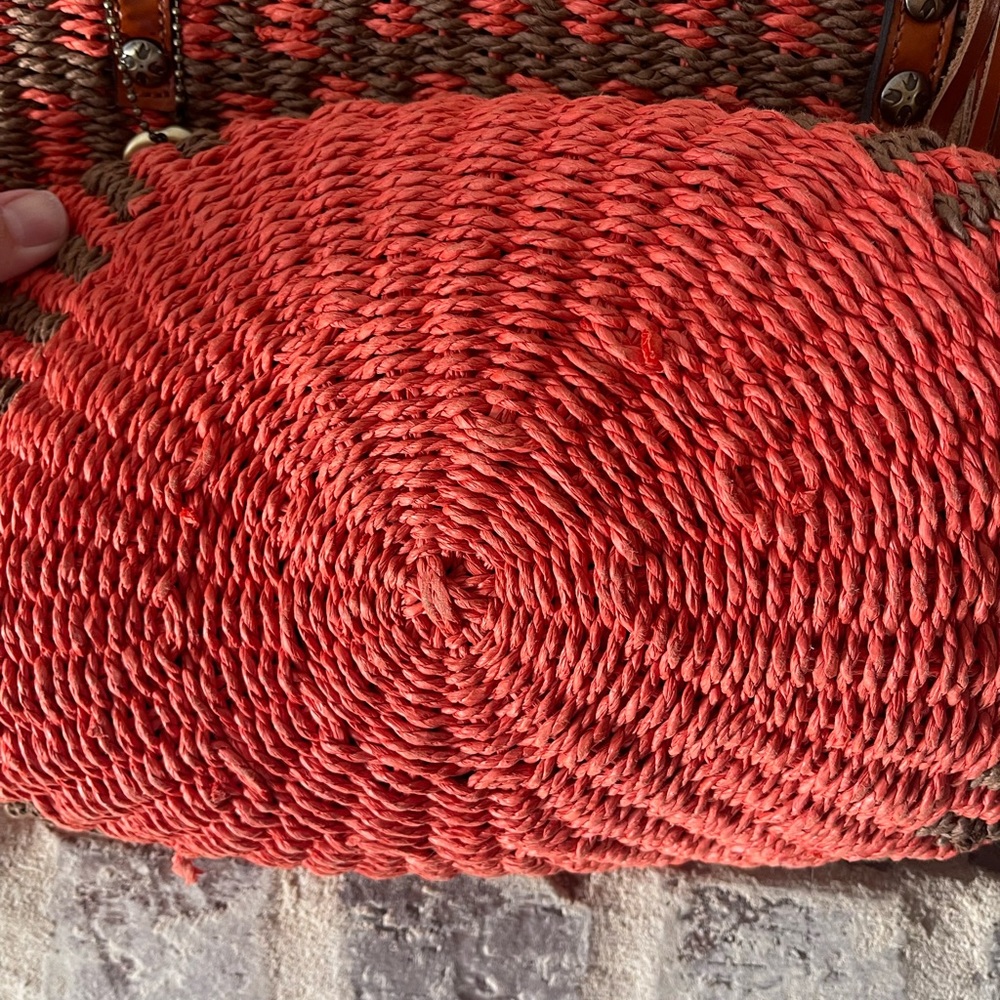 Stylish Red and Brown Woven Tote Bag - Picture 5 of 15